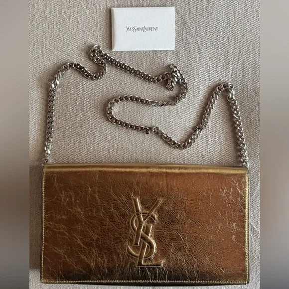 Yves Saint Laurent Black and Gold Leather Wallet - Picture 3 of 6